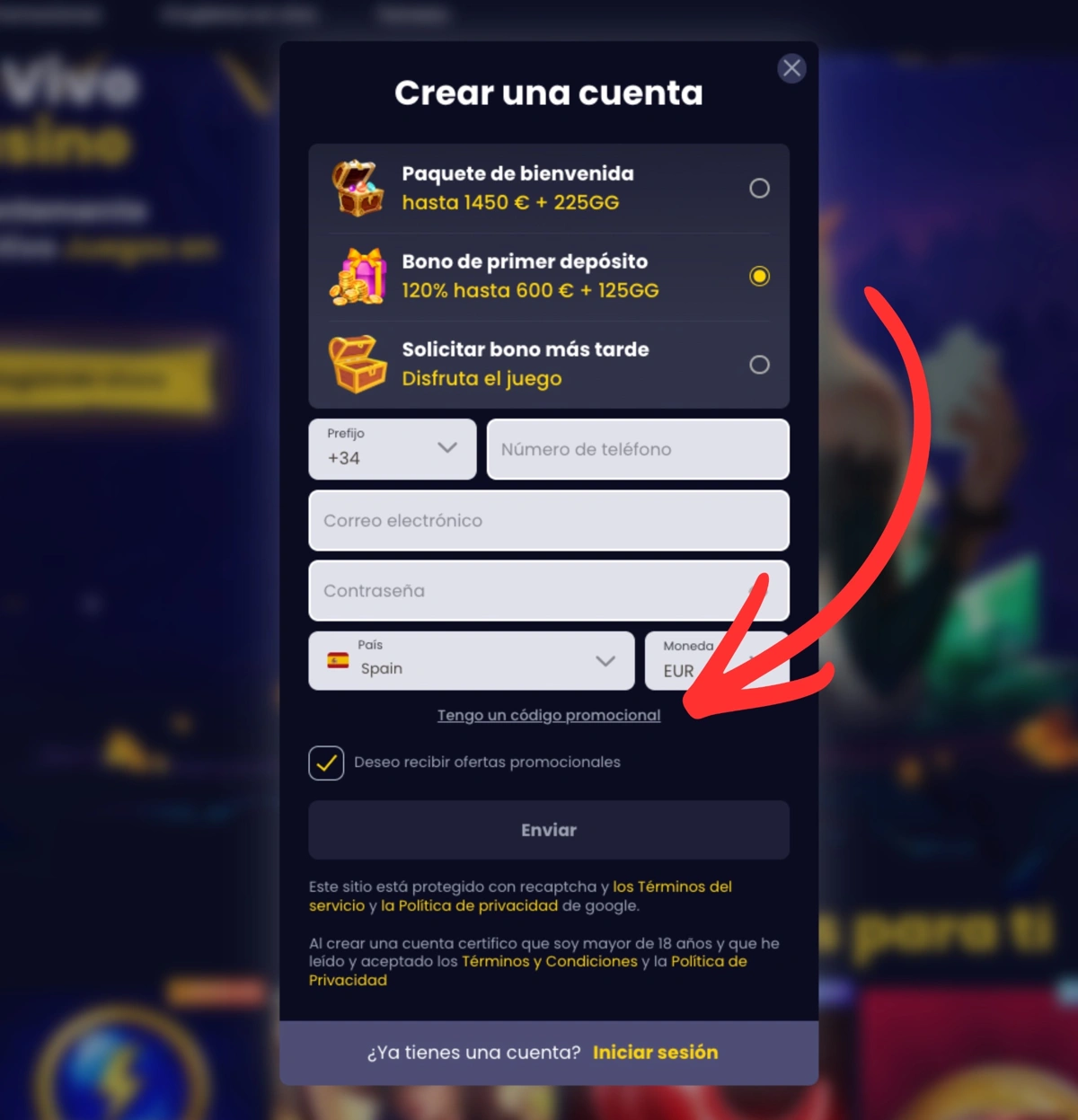 100 giros gratis sin depósito codido